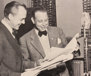 RLm Björn Berglund vid inspelningen av SRprogramet Himlaspelet 1953